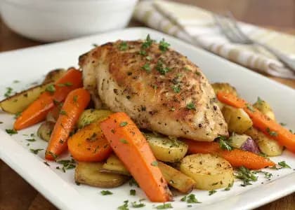Herb‑Crusted Chicken with Roasted Carrots