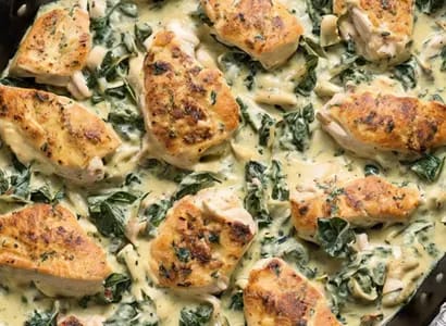 Creamy Spinach Artichoke Chicken Skillet