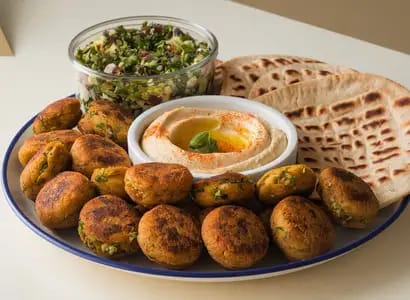 Falafel Platter with Hummus and Tabbouleh