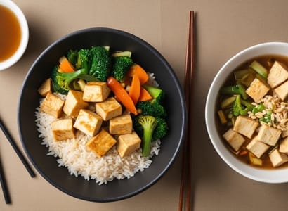 Stir Fried Tofu with Vegetables and Brown Rice