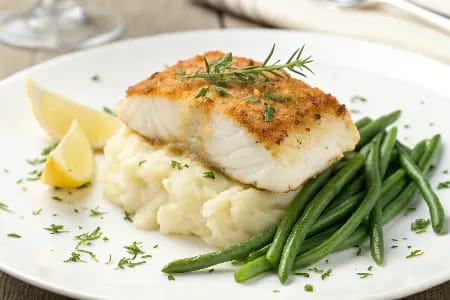 Baked Cod with Mashed Potato