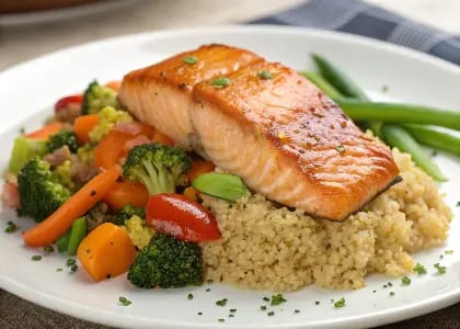 Baked Salmon with Quinoa Stir Fry