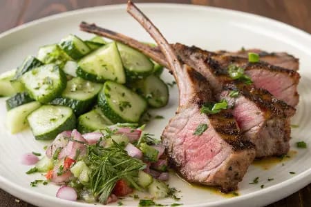 Grilled Lamb Chops with Cucumber Salad