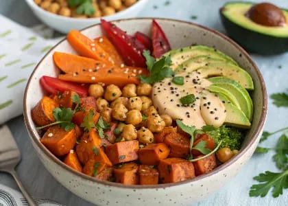 Roasted Vegetable and Chickpea Buddha Bowl