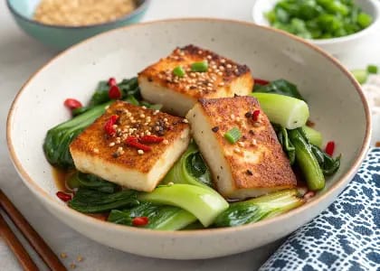 Seared Tofu with Stir-Fried Bok Choy