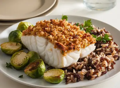 Baked Cod with Brussels Sprouts