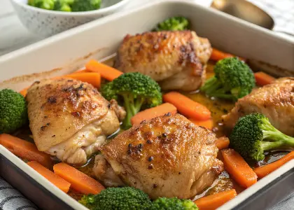 Baked Chicken with Steamed Broccoli and Carrots
