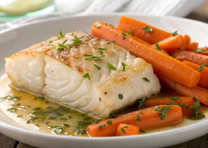 Baked Cod with Steamed Carrots