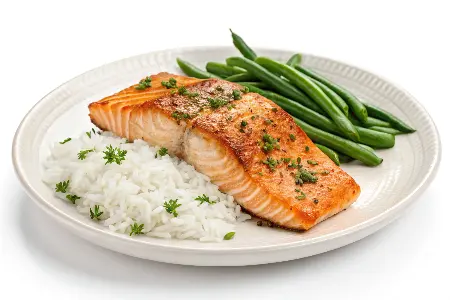 Baked Salmon with White Rice