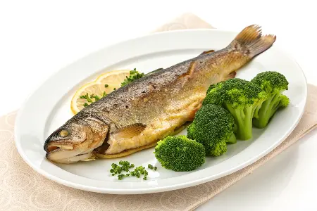 Baked Trout with Steamed Broccoli