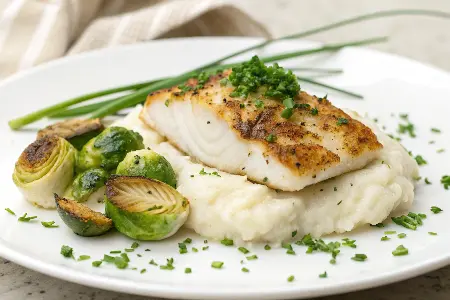 Broiled White Fish with Cauliflower Mash