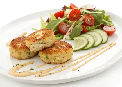 Crab Cakes with Salad