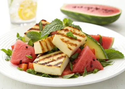 Grilled Halloumi and Watermelon Salad