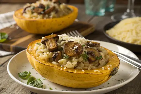 Mushroom‑Risotto Stuffed Squash
