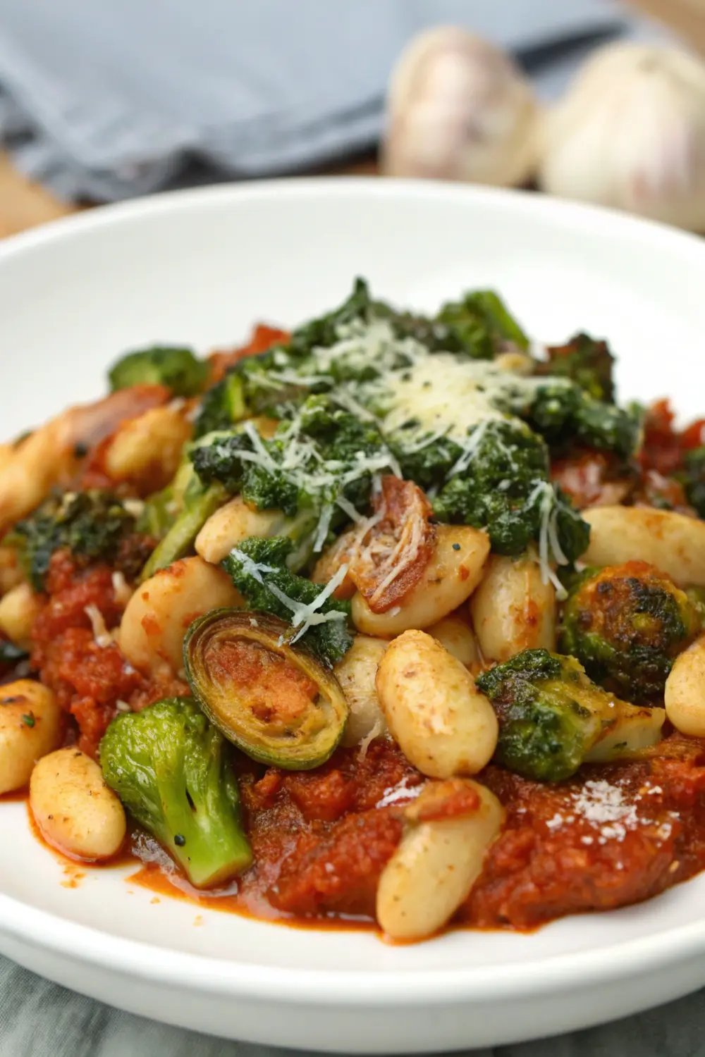 Butter Bean Ragu with Roasted Garlic Brussels Sprouts