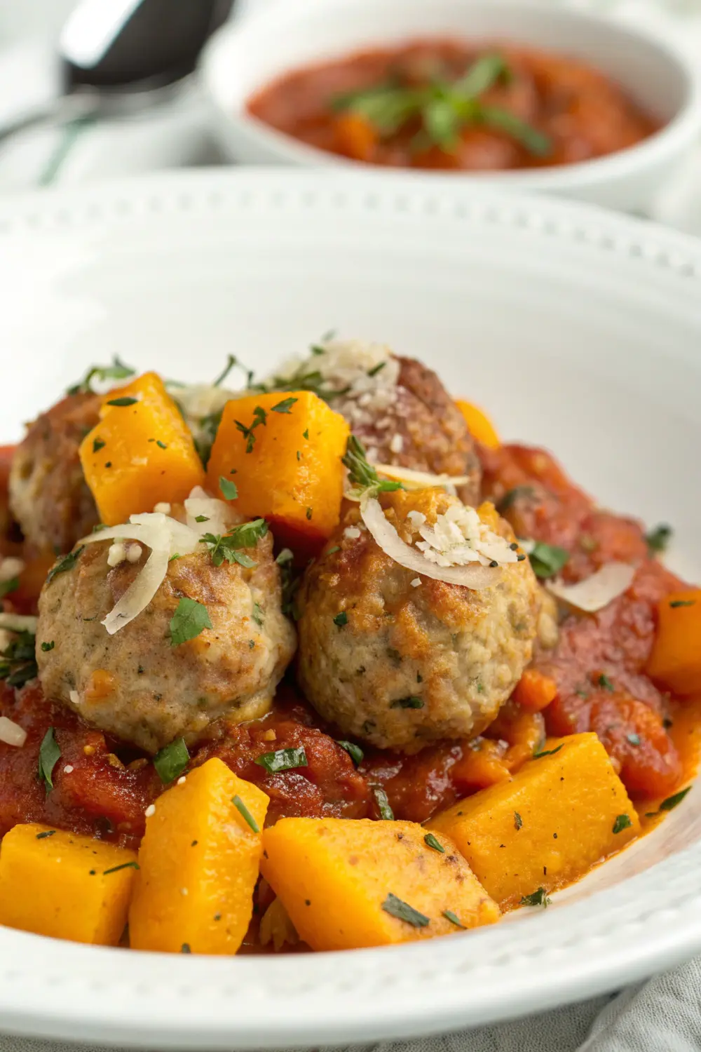 Butternut Squash with Chicken Meatballs | Mediterranean Diet Meals | Mediterranean Meals