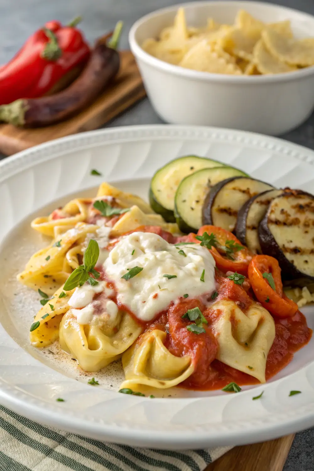 Cheese Tortellini with Three Cheese Tomato Sauce