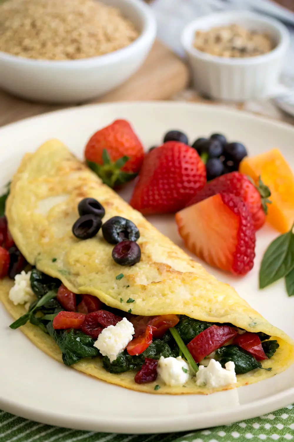 Greek Omelet with Fruited Quinoa | Mediterranean Breakfast