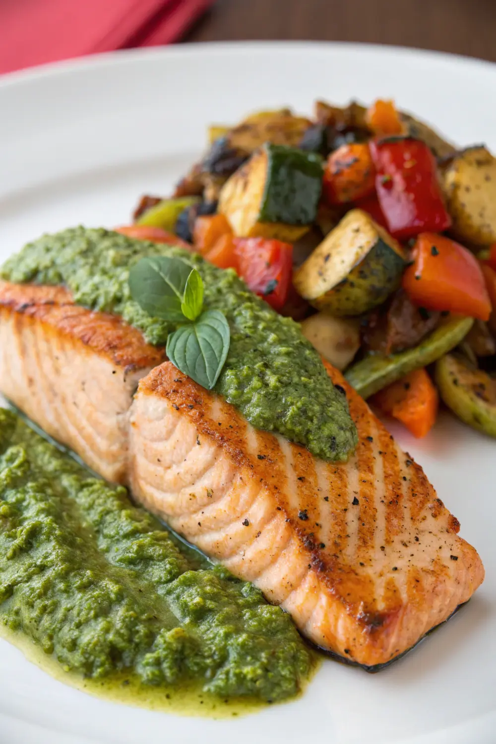 Grilled Salmon with Creamy Pesto | Mediterranean Recipes | Mediterranean Diet