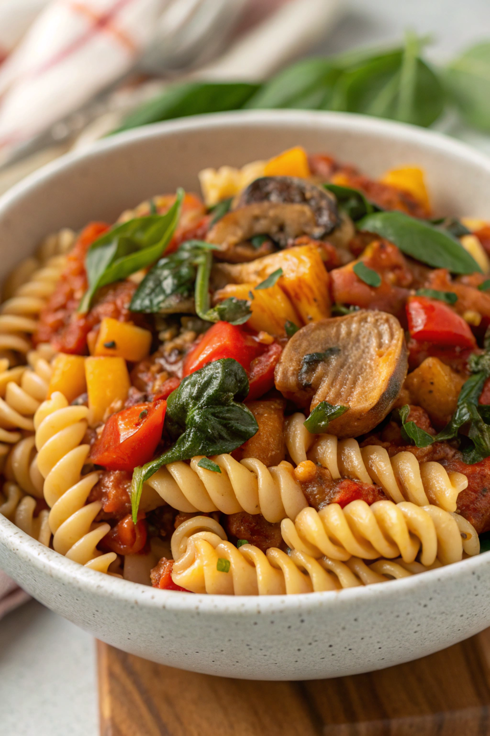 Loaded Veggie Pasta Bowl with Marinara | High Protein Vegetarian Meal Plan | High Protein Vegetarian Meal Prep
