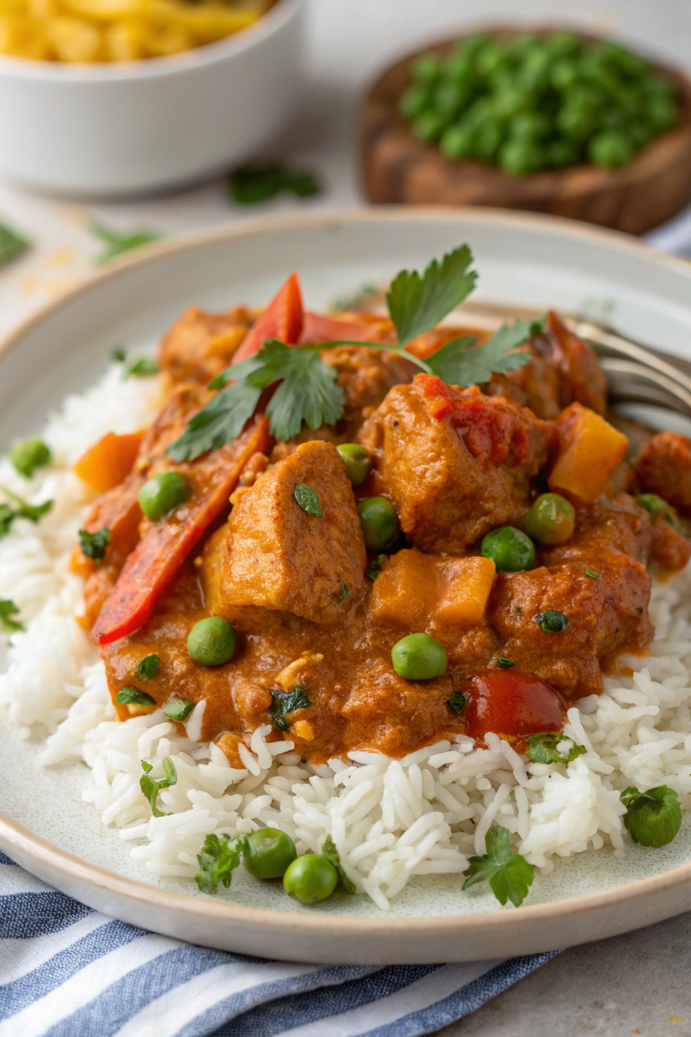 Plant-Based Butter Chicken with Jasmine Rice | High Protein Vegetarian Meal Plan | High Protein Vegetarian Meals