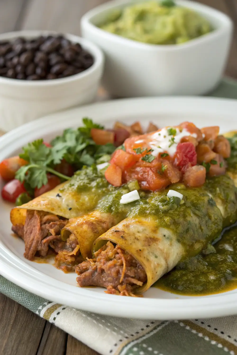 Pork Enchiladas with Salsa Verde | Mediterranean Diet Recipes | Mediterranean Meals