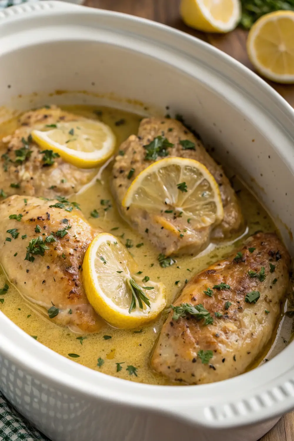 Slow Cooker Creamy Lemon Herb Chicken
