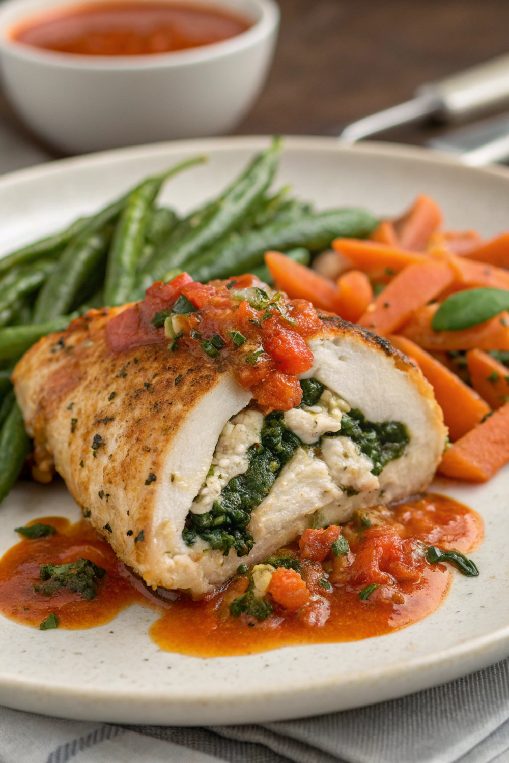 Spinach and Feta Stuffed Chicken | High Protein Foods | High Protein Meal Prep
