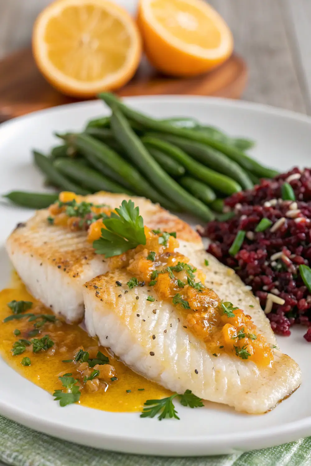 Tilapia with Orange Parsley Sauce | The Mediterranean Dish