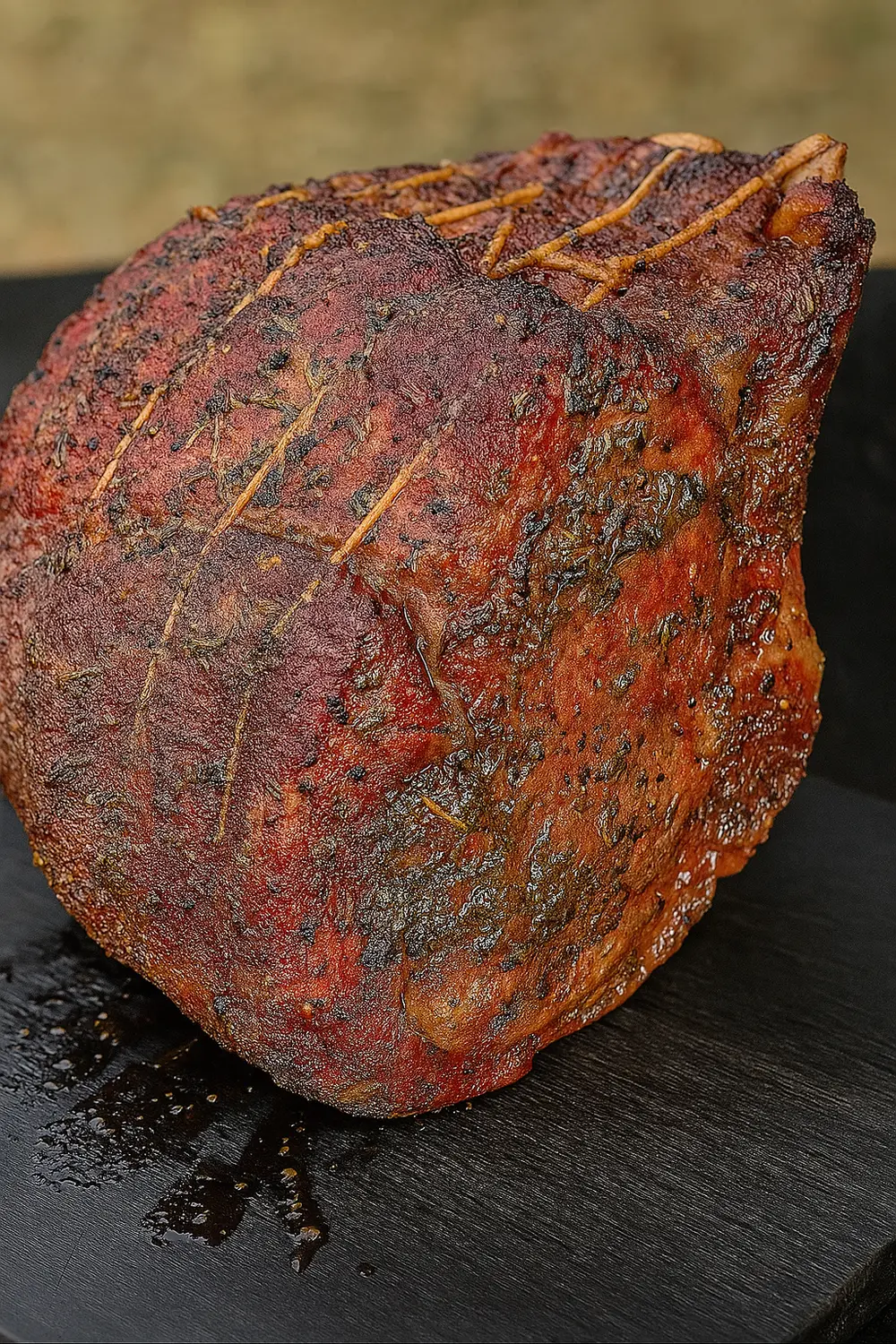 Best smoked prime rib with a flavorful crust of garlic, rosemary, and smoke, and it is tender, juicy, and perfect for Christmas dinner.