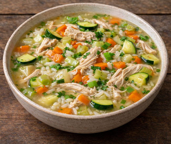 Chicken and Plain Rice Soup, Perfect for a Low Histamine Food List