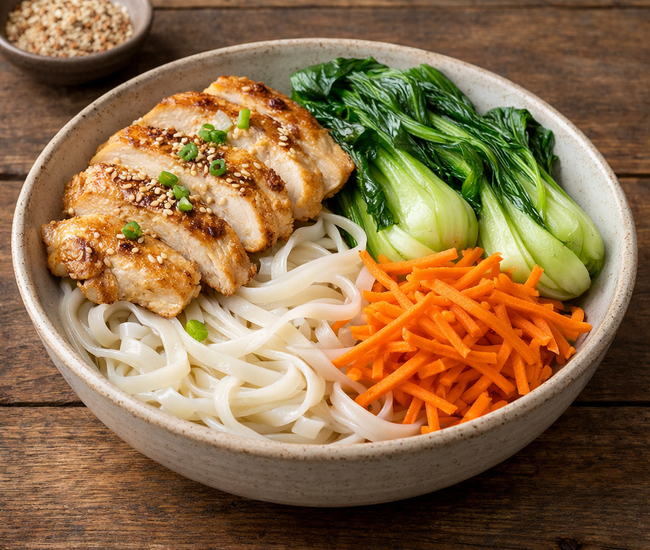 Rice Noodle Bowl with Chicken and Bok Choy One of the Best Low Histamine Foods