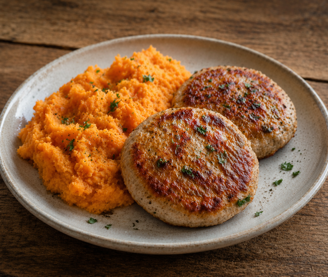 Turkey Patties with Sweet Potato Mash Perfect for a Low Histamine Meal Plan